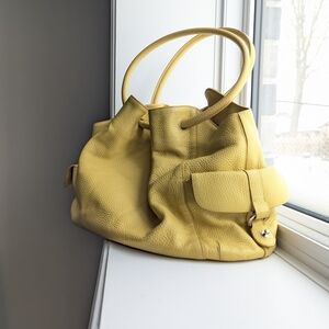 Yellow Pebbled Leather Hobo Satchel Bag Y2K Festival Summer Spring Purse